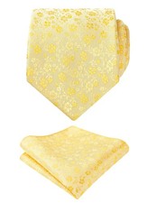 Mens Floral Pattern Tie with Flower Printed Pocket Square 3.15inches Colorful...