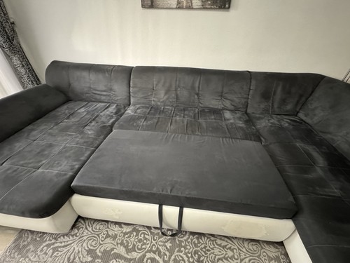 Wohnlandschaft Gebraucht mit Bett-Funktion Grau und Weiß - Bild 7 von 11
