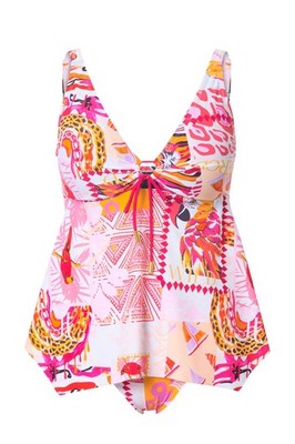 Ulla Popken Damen große Größen Tankini Papageien Softcups