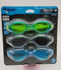 New Aqua 3 Pack Shark Youth Recreation Swimming Goggles Pool Summer