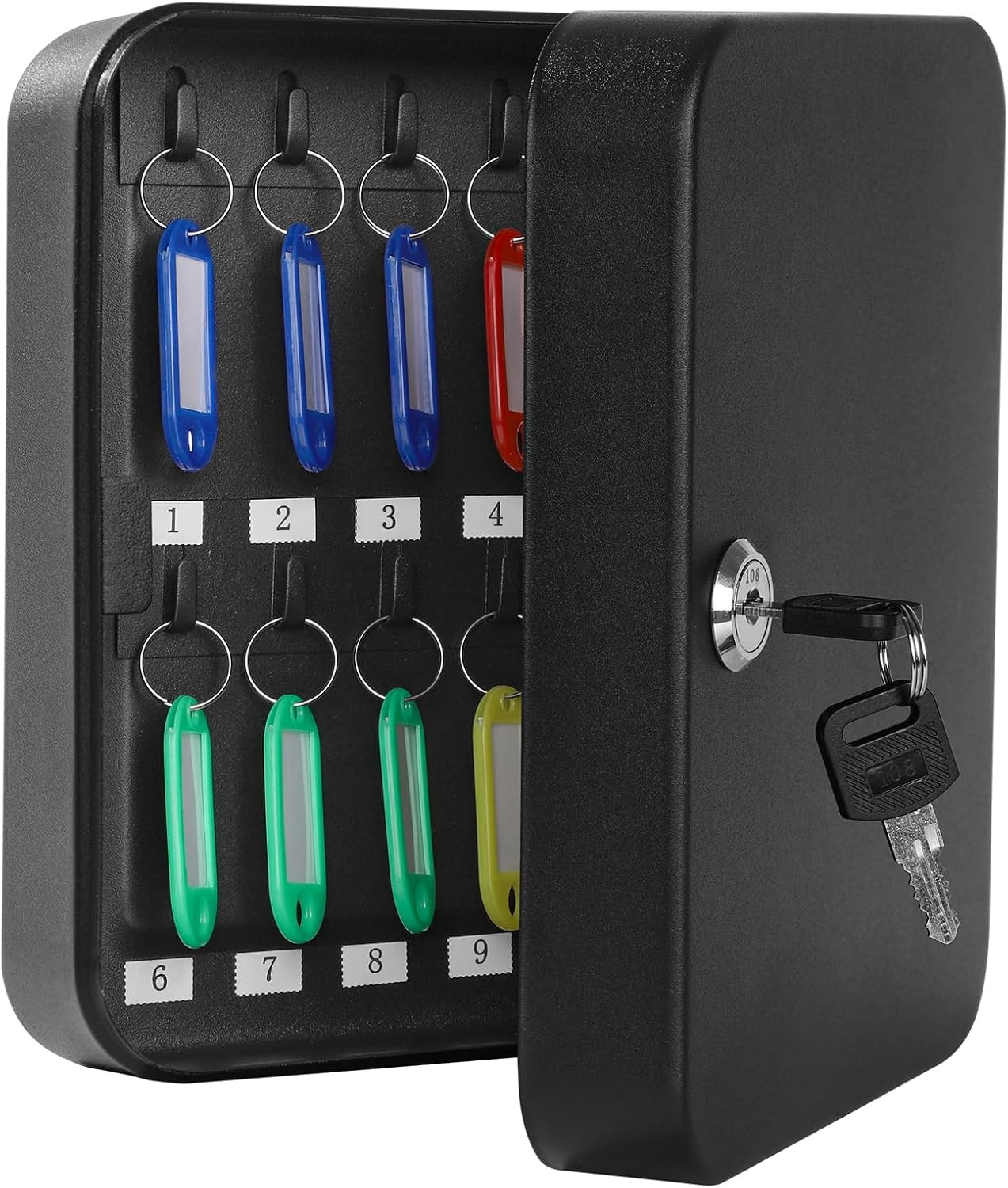 Key Box Wall Mount, Key Lock, 20 Hooks, Black
