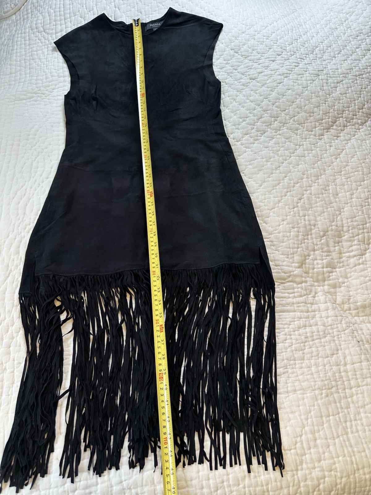 Muubaa Sorel Women's Black Fringed Suede Leather Dress Size Uk 14 RRP £300 image 8