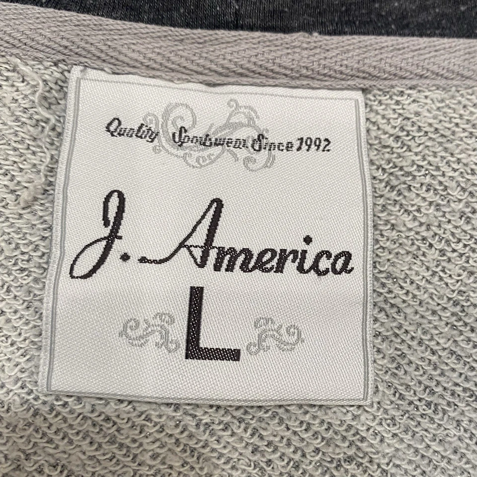 Sudadera con Capucha Para Mujer J. America Leaf Brazen Life Brillo Raglán Cremallera Gris Talla Grande Foto 3 de 4