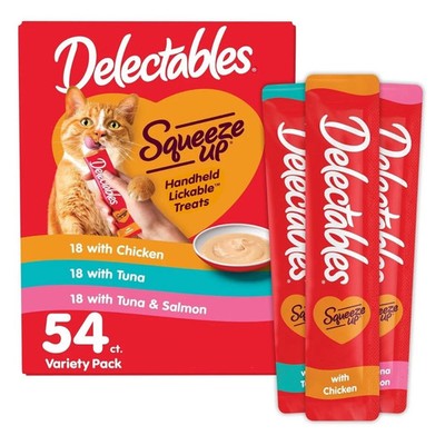 Delectables Squeeze Up Variety Pack Lickable Cat Treats 54 Tubes 0.5oz