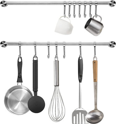 Kitchen Utensil Rack 2 Pack, 15.6 Inch Pots and Pans Hanging Rack Wall Mounted,
