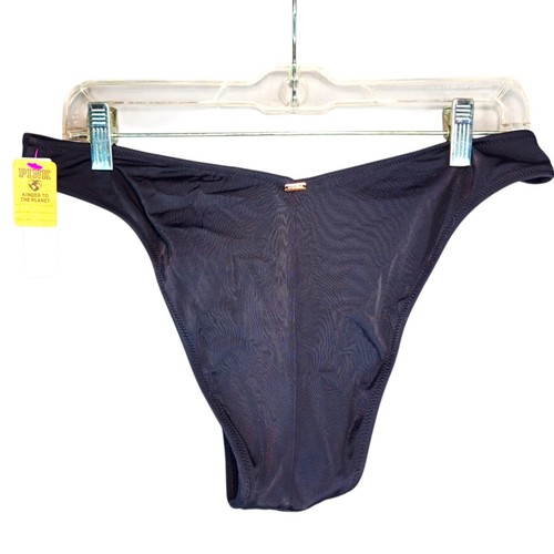 New Pink Victoria's Secret Cheeky Bikini Sz L Black Hi Leg Cut Swim Suit Bottom