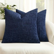 Decorative Throw Pillow Covers 18x18 Pack of 2 Navy Blue Couch Pillow Covers