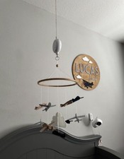 Wooden Baby Crib Mobile Airplane Nursery Hanging Decor