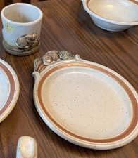 Bob Anderson Pottery Stoneware-rabbit luncheon plate and mug