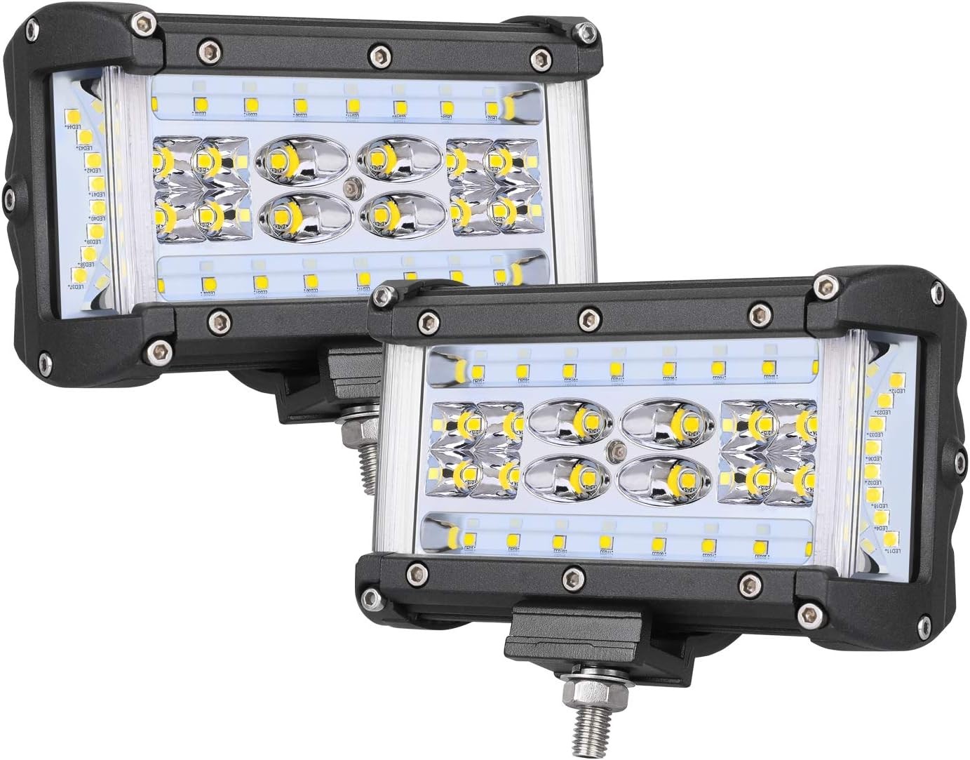 2pcs LED Pod Lights Side Shooter 5 inch Light Bar 120W Waterproof Off Road Drivi