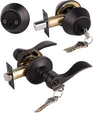 1 Pack Front/Exterior Door Lever Lockset with Double Cylinder Deadbolt Combinat