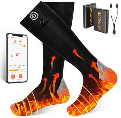 Beheizbare Socken 8000 mAh 5V App-Steuerung, 4 Stufen Waschbar Winter Outdoor