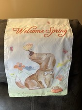 Welcome Spring Dog Butterfly Garden Flag 12  x 17  Double-Sided