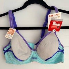 BERLEI - ELECTRIFY MESH U/WIRE SPORTS BRA Blue Purple 12A  NEW RRP $64.95 YYPV