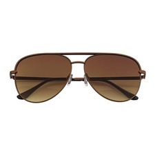 KEY - Oversize Large Flat Lens Metal Aviator Sunglasses Copper Amber Lens