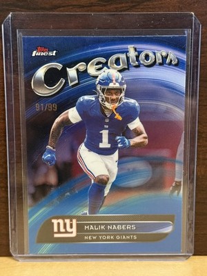 2025 Topps Finest Malik Nabers Creators Blue Refractor /99 Giants #CR-22
