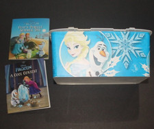 Used: Huggies empty Frozen baby wipe container bottom only, and two mini-books