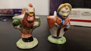 Vintage Hand Painted Chicken & Cockeral Egg Cups