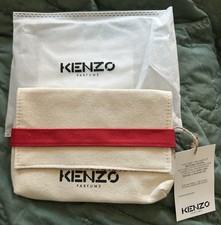 KENZO Cosmetic Pouch Makeup Bag Ivory Red Toiletry Cosmetic NWT
