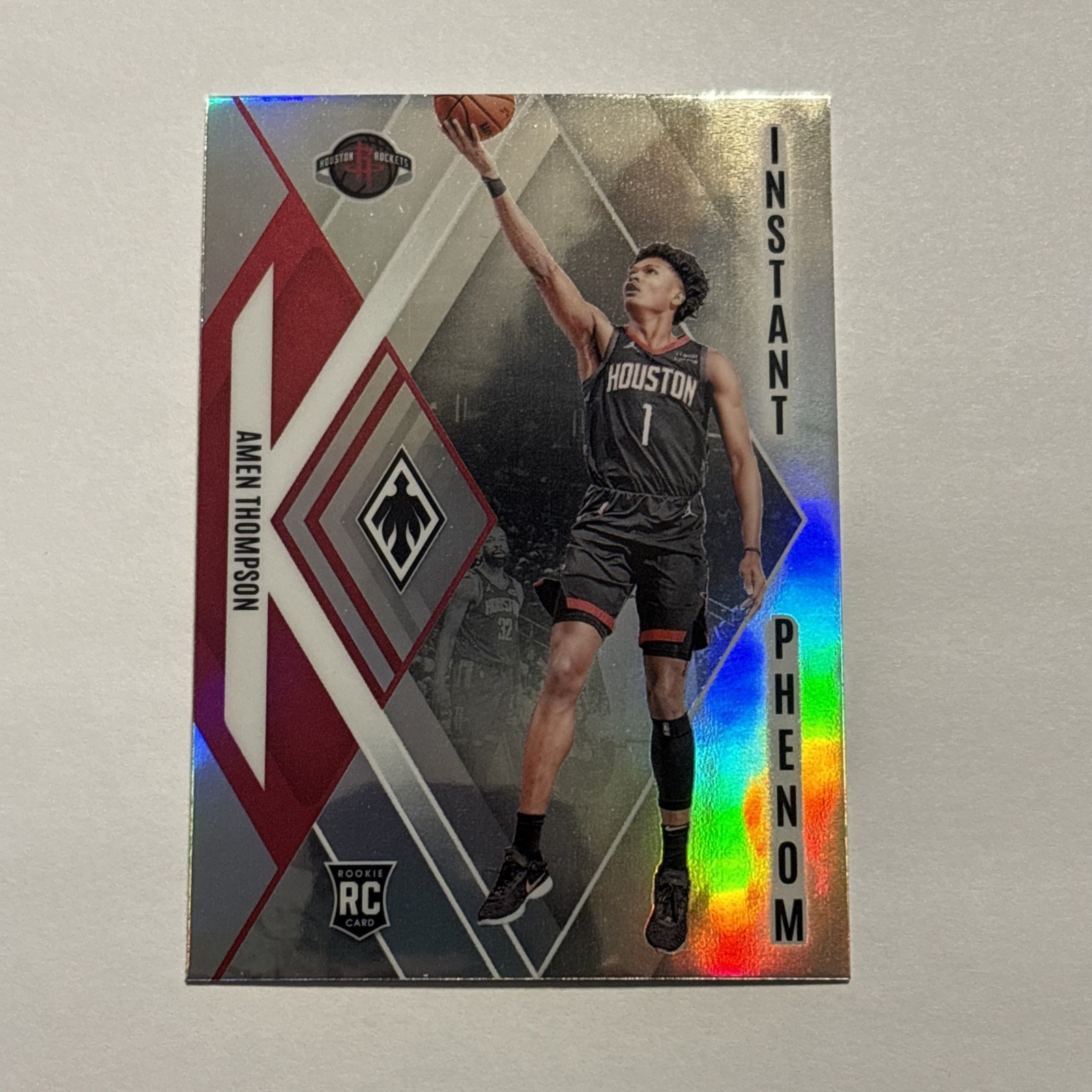 Amen Thompson 2023-24 Panini Phoenix Instant Phenom Silver Refractor Rookie #22