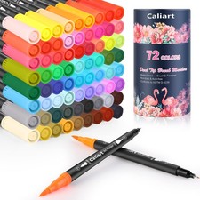 72 Colors Double Tip Brush Pens Art Markers, Artist Fine  Brush Pen Coloring...