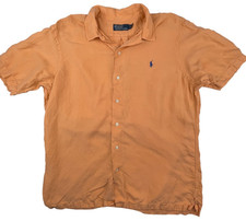 Polo by Ralph Lauren Salmon Short Sleeve Linen/Silk Shirt Size LARGE
