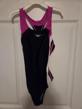 Girls Speedo One-piece Swimsuit Size 12 Pink And Black