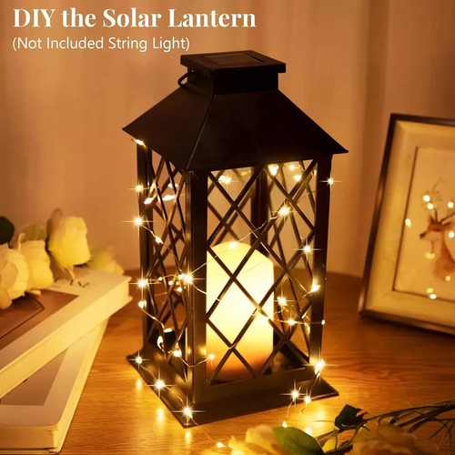 2 Pack Solar Hollow Lanterns Outdoor, Waterproof Patio Hanging Lanterns with LED - Picture 2 of 5