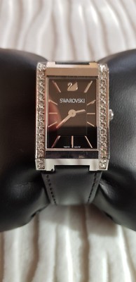100% Original Swarovski Uhr Armbanduhr Strass Glitzer wie Neu Schwarz