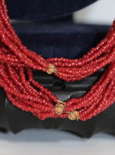 Antique Handmade Imitation Coral Multi Strand Bead Necklace prob Native American - Picture 12 of 17