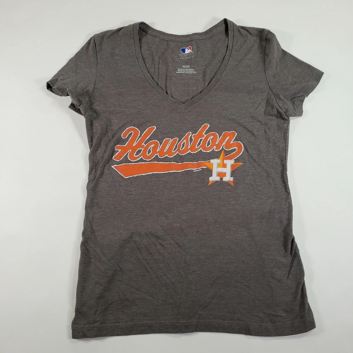 Houston Astros Shirt Size Sm Womens V Neck Short Sleeve Genuine