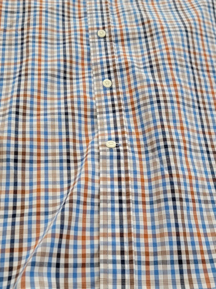 (M) Camisa de vestir IZOD para hombre con botones naranja y azul mezcla de algodón talla mediana Foto 3 de 4
