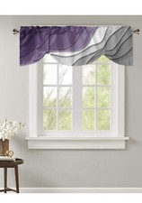 Tie Up Valance for Windows Purple Grey Modern Geometric 54'' W x 18'' L