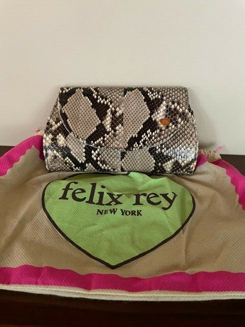 NWT* Felix Rey Python Snake Leather Handbag Clutch $395