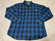 Eddie Bauer Shirt Men  s XL Blue Tartan Plaid Flannel Travex Hike Climb Camp GI