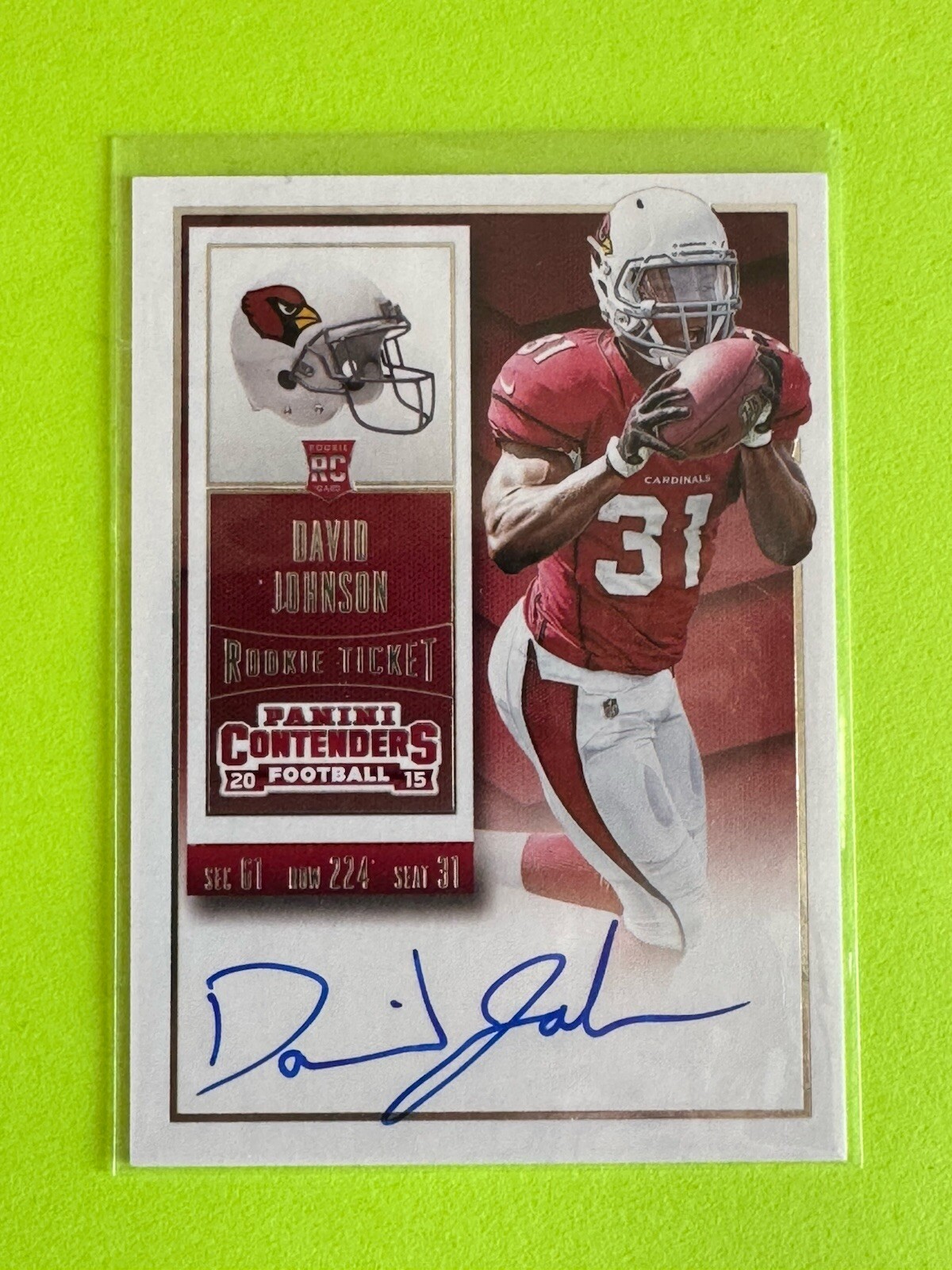 David Johnson 2015 Panini Contenders #209 Rookie RC Autograph Auto