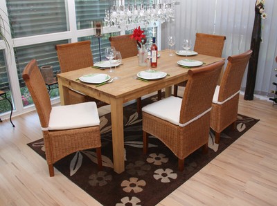 6x Chaise De Salle A Manger Var Osier Avec Coussin De Siege Ebay