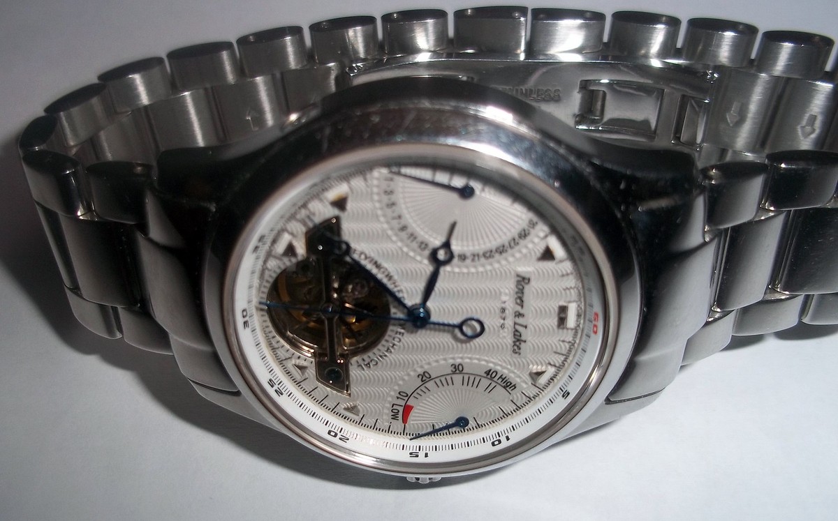 ROVER & LAKES AUTOMATIK MIT OFFENER UNRUHE Stahlarmband  