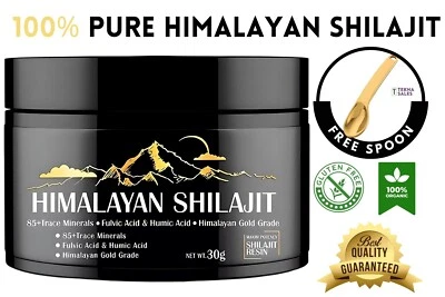 Pure Organic Himalayan Shilajit Resin | 300 Servings (30g) Labs Tested (VEGAN)