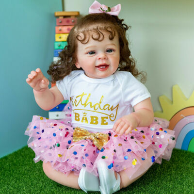 Realistic Reborn Baby Dolls Vinyl Handmade Newborn Lifelike Toddler Toys Curly
