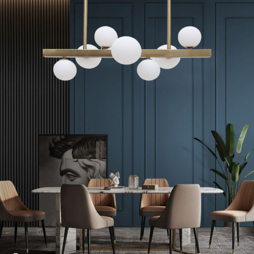 Mid Century Modern Chandelier Linear Chandeliers 7-Light Gold Pendant Light LED