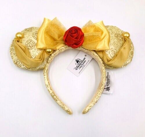 Disney Park Mickey Beauty and the Beast Minnie Mouse Ears Belle Bow Headband1# Disney Park Mickey Beauty and the Beast Minnie Mouse Ears Belle Bow Headband1#
