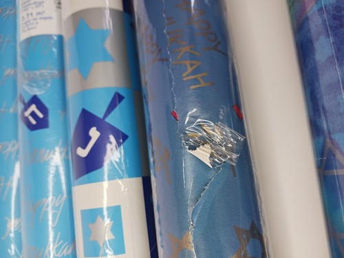 7 Rolls Happy Hanukkah Wrapping Paper: Hanukkah Menorah Dreidel: 300 SqFt Total - Picture 7 of 8