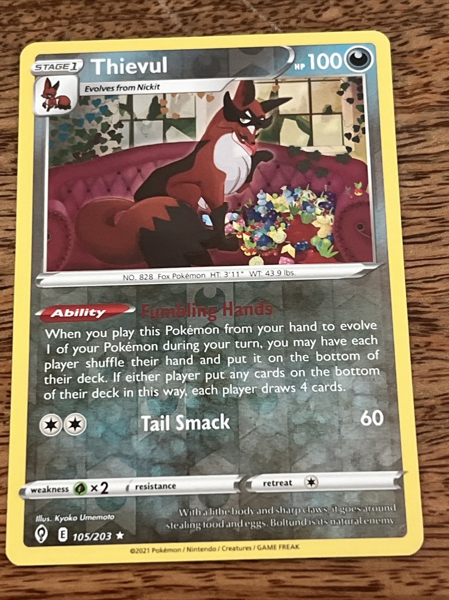 Thievul Pokemon Card 105/203 Reverse Holo
