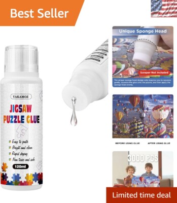 Fast-Drying Puzzle Glue with Sponge Applicator - Clear Finish for Craft Lovers