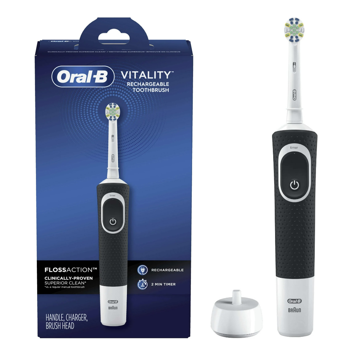 Oral B Electric Rechargeable Toothbrush Vitality FlossAction Braun Powered