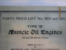 Muncie  Oil Engine  Parts Price List Catalog 10 &  20hp 