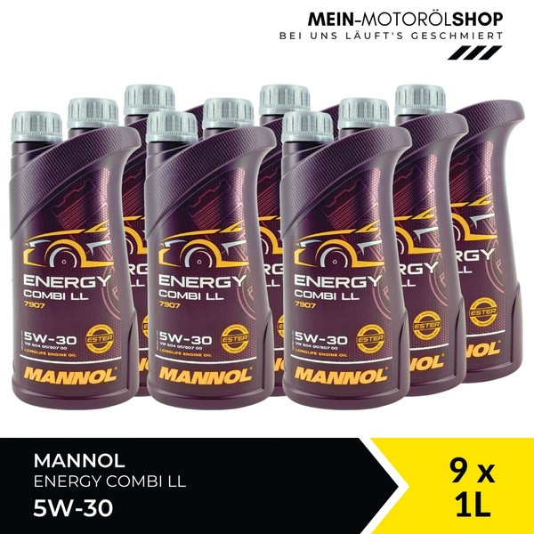 Mannol Energy Combi Ll 5W-30 Vw Bmw LL-04 Mb 229.51 9X1 Liter = 9 Liter-image
