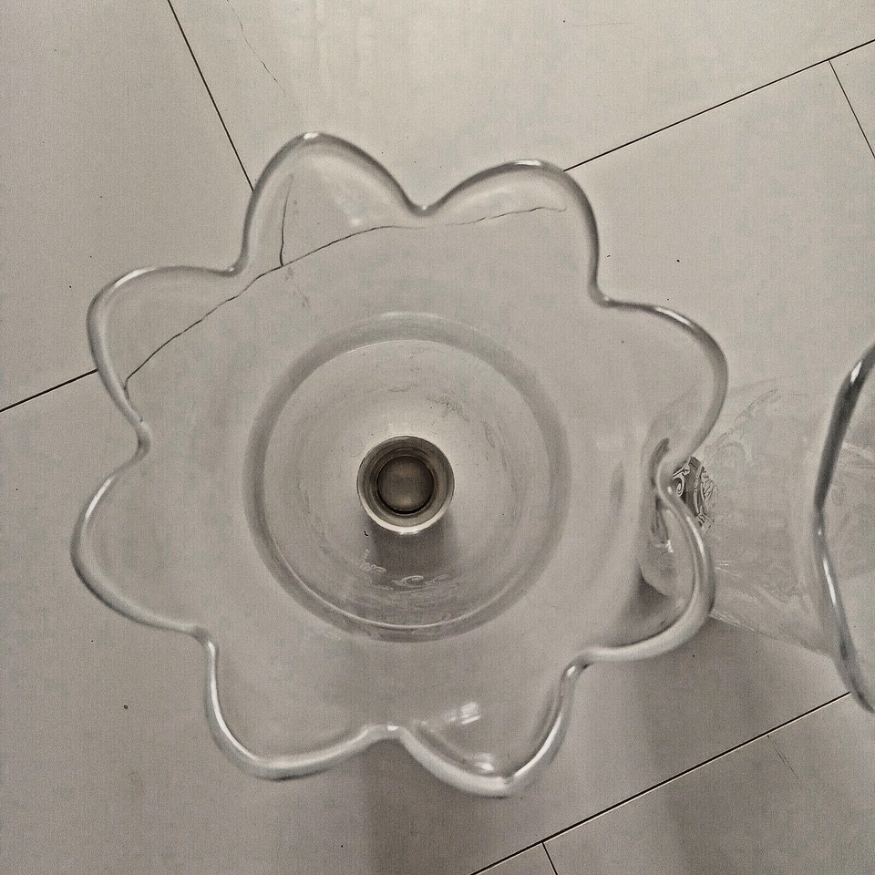 Baccarat Bambous Pattern Glass Hurricane Shades / Candle Holder PAIR