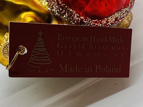 Seltener Weihnachtsbär Weihnachtsschmuck Glaswaren Kunst Studio handgefertigt mit Aufbewahrungsbox - Bild 21 von 23